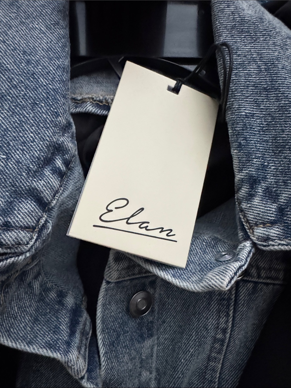 Elan Demi Layered Black Women's Blazer Jacket  Denim Removable Dickey  SZ S NWT - Picture 5 of 7